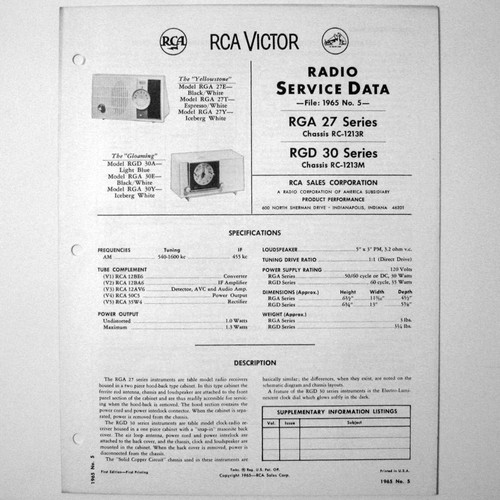 Rca models rga27 rgd30 - rca,