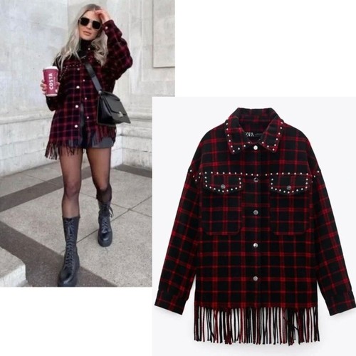 Zara nwt black red plaid - zara, long