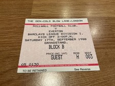MILLWALL V EVERTON 17/9/1988 TICKET