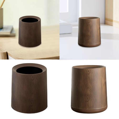 Wood grain trash can - trash, open