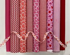 Valentines Heart Polycotton Fabric Red Pink Dressmaking Craft Material
