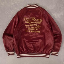 Vintage 90s Finest Custard Satin Varsity Jacket XL Men's Burgundy Logo