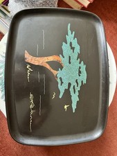 Couroc Serving Tray Monterey Cypress Design By SFB Morse. Inlaid Signature 1966