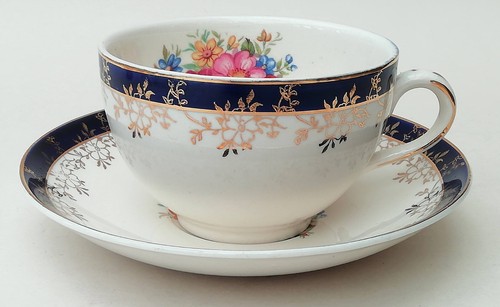 Floral chintz cup saucer j - floral, &