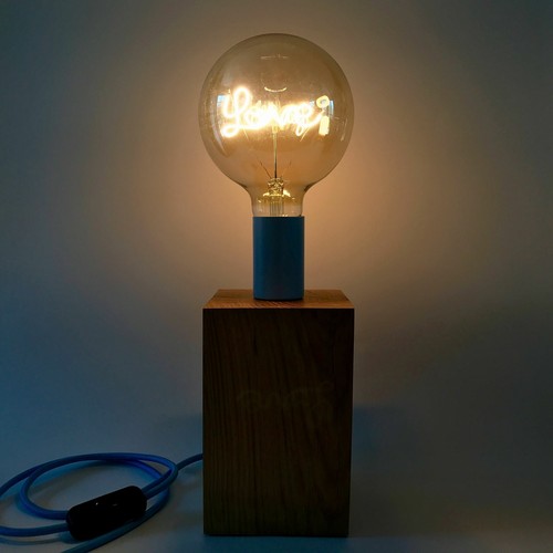 Love oak medium table - love, lamp