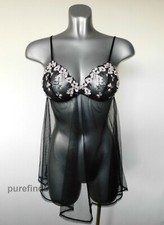 L'AGENT BY AGENT PROVOCATEUR BLACK TULLE BABYDOLL SLIP SIZE S AP2 UK 8-10 