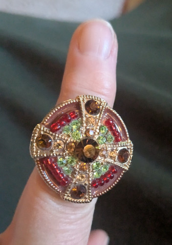 Red gold green rhinestone - green,