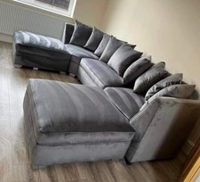 U-Shape Bishop Corner Sofa | High Back | Grey Plush | Upgraded Seating 