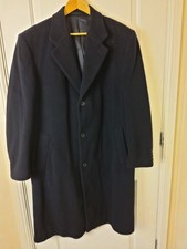  65%Wool&10% Cashmere tweed Mens long black Coat/Overcoat Chest 40/size large 