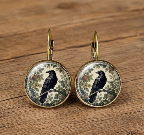Raven crow earrings gothic - crow,