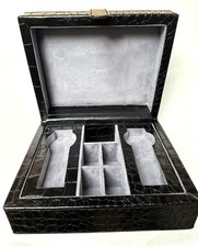 RAPPORT LONDON CROCODILE EMBOSSED BLACK LEATHER WATCH BOX