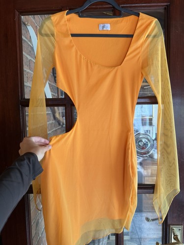 Polly orange sheer mesh - sheer,