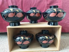 Set of 5 stunning, Aizu-nuri