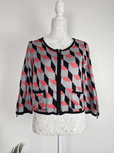 Geometric zip cardigan - zip,