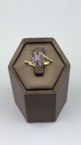 Amethyst and diamond 9ct gold - amethyst,