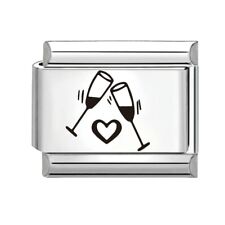 Silver Black Italian charms fits classic Italian Modular Bracelet Charms Multi=