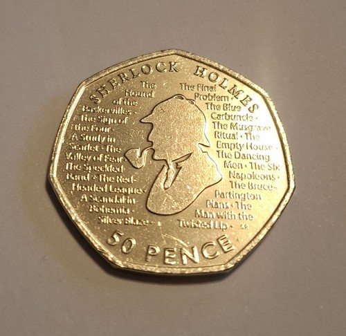 2019 sherlock holmes 50p coin - holmes,