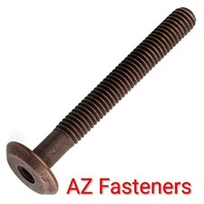 M6 x 60mm Furniture Fixing Bolt Allen Head Socket Flat Cap Bronze (Pack Of 10)
