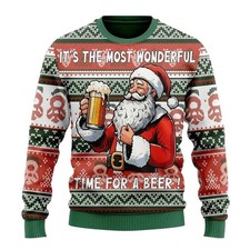 Fashion Beer Ugly Christmas Sweater Women Men Sweatshirt Pullover Bar Party