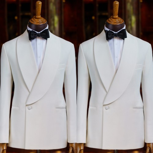 Formal white men suits - men's, 2pcs