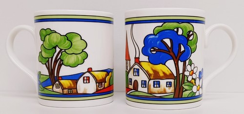Village art deco mugs - village,