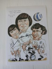Multi Signed Caricature Of Leeds  Players Peter Lorimer,Eddie Gray Johnny Giles