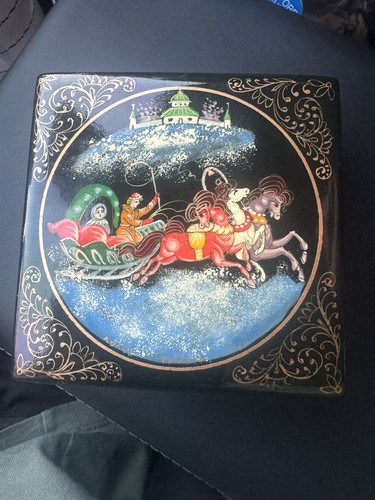 Russian lacquered trinket box - russian,
