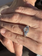 Silver Faceted Blue Topaz & Tanzanite Ring 3.4 Grams