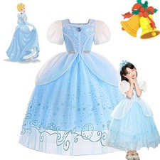 Girls Cinderella Princess Costume Blue Party Dress Tulle Fairy Gown Fancy Outfit