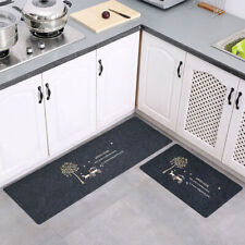2Pcs Kitchen Floor Mat Non-Slip Rubber Backing Doormat Runner Rug Home Decor Set