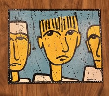 YAHOO  Art 3 Guys Original Oil on Canvas Painting Pop Faces Modern Expressionist