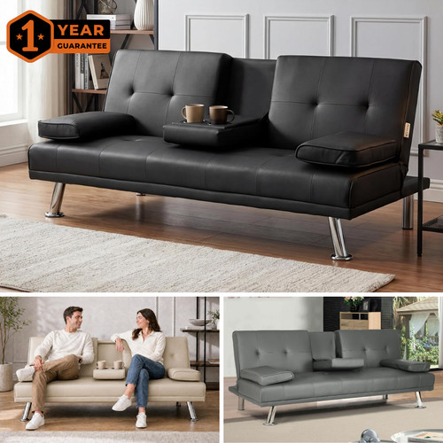 Faux leather sofa bed - faux,