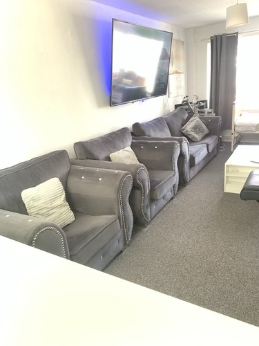 Piece grey velvet sofa - grey,