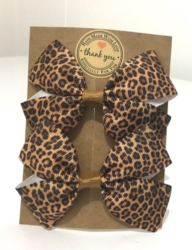 Leopard print hair bow - leopard,