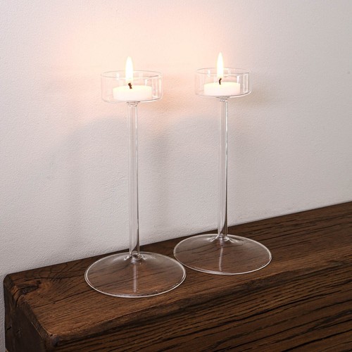 Glass stem tea light holder - glass,