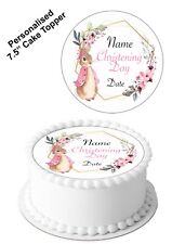PERSONALISED Cake Topper GIRL CHRISTENING Edible Icing Decoration  7-8" Circle