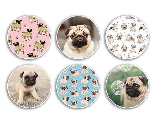 10cm pug vinyl stickers - 6,
