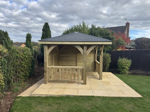 Wooden corner gazebo - wooden,