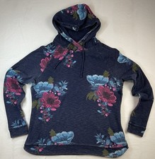 Joules Marlston Floral Hoodie UK 18 Blue Jersey Stonewash Slim Fit Large