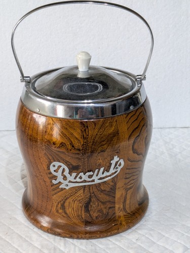 Wooden biscuit barrel with - wooden,