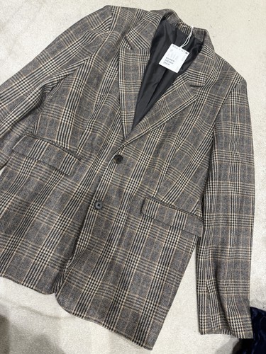 Zara brown grey check tweed - zara,