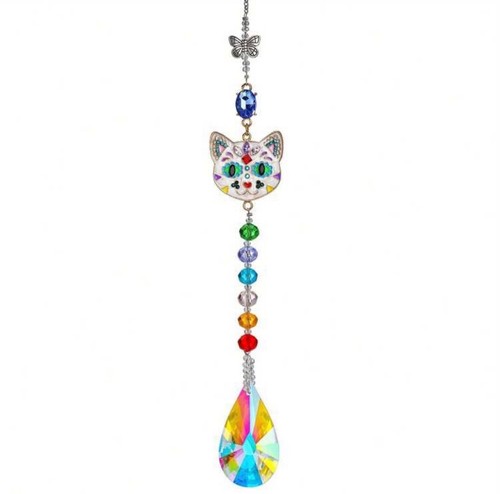 Colourful cat sun catcher - colourful,