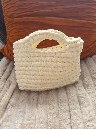Handmade cream mini tote - , bag