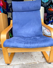 IKEA POANG CHAIR Blue suede like cover. Solid piece