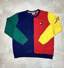 Rare 90s Vintage Tommy Hilfiger Primary Colour-Block Jumper Women's Medium