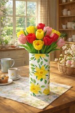Daffodils glass vase, Spring