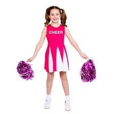 Child HIGH SCHOOL CHEERLEADER PINK Musical Fancy Dress Costume Ages 3-13 Years