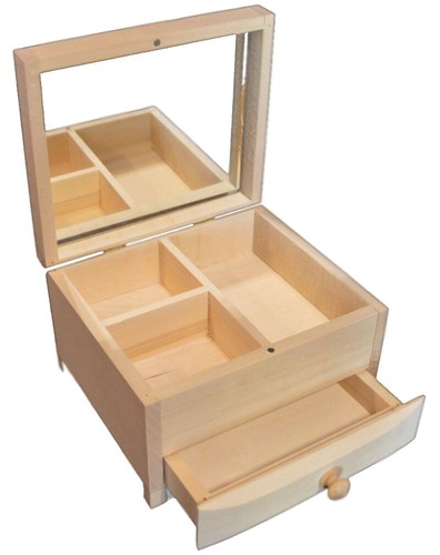 Plain wooden jewellery box - plain,