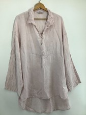 Diverse Italian 100% Linen Blouse Tunic size 16/18 Pink Hi-Low Top
