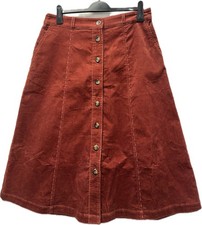 NEW Boden Petra Rust Corduroy Cord Button Up Midi Skirt Size 16